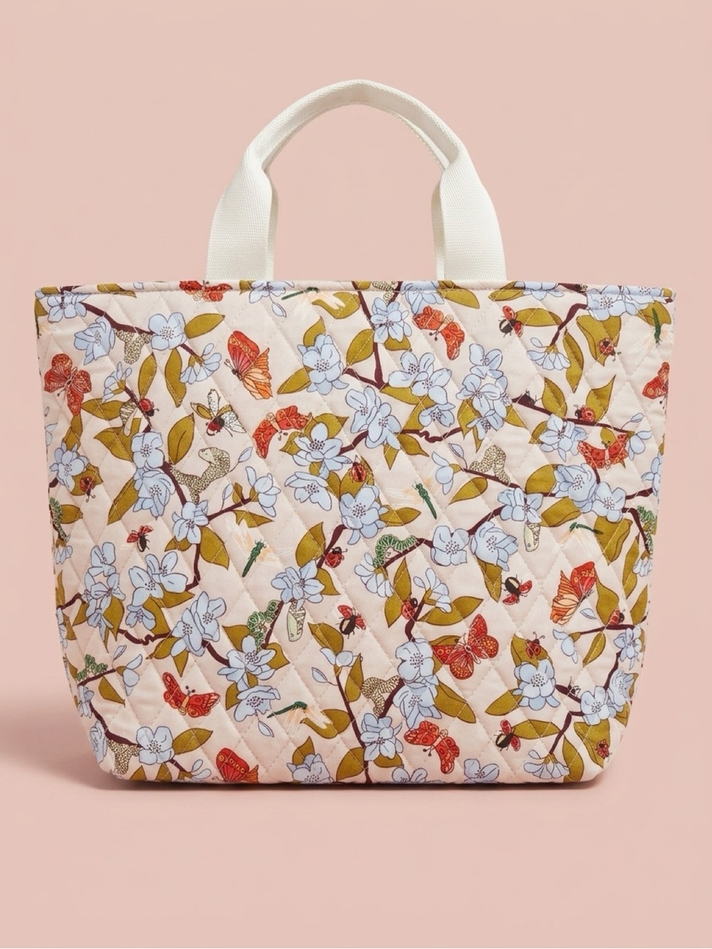 Vera Bradley Floral & Butterfly Quilted Tote in Light Pink. - Picture 5 of 6